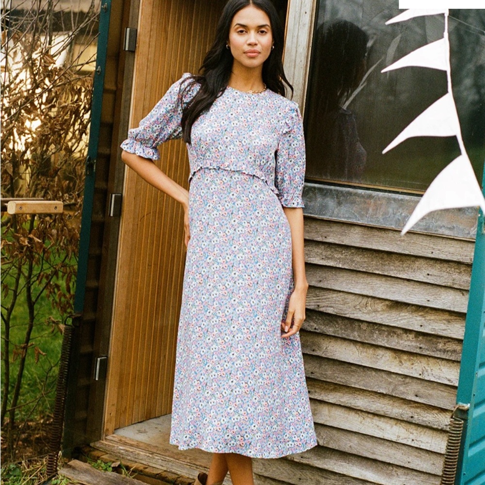 Nobody’s Child Ditsy Blue Felicia Midi Dress